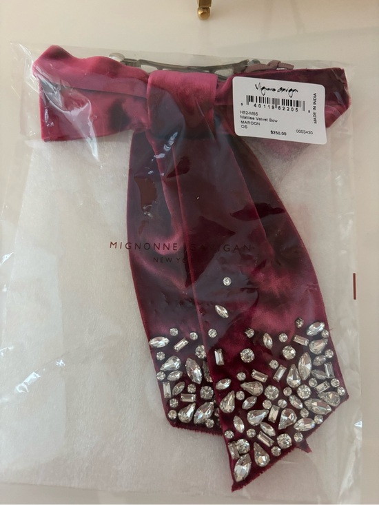 Mignonne Gavigan Accessories - Mignonne Gavigan MaroonVelvet Bow Clip with Crystal Embellishments NWT